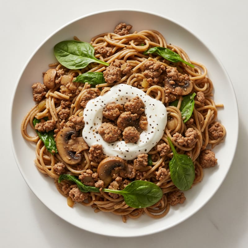 Creamy Ground Beef and Noodle Skillet