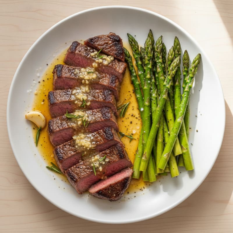 Garlic Herb Butter Steak with Asparagus
