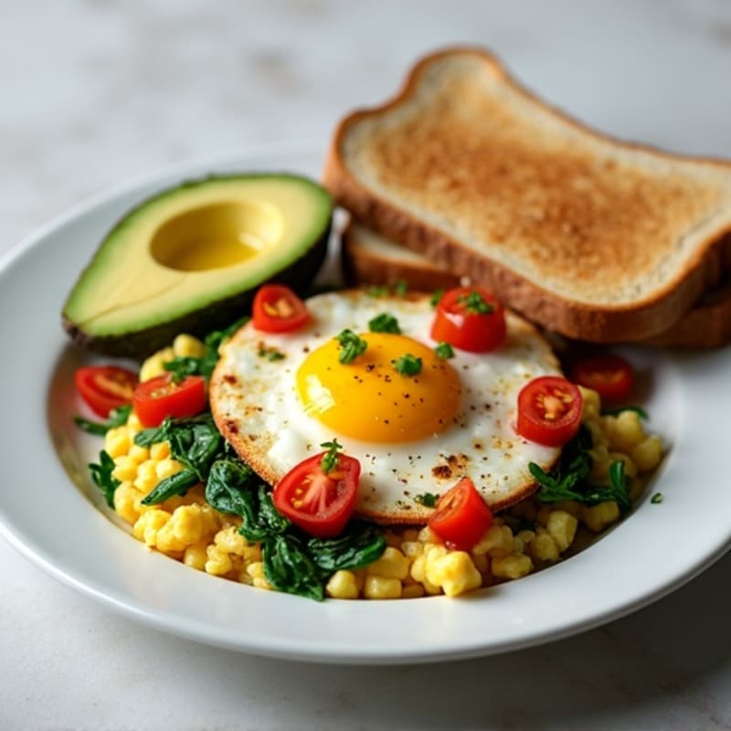 Egg White and Spinach Scramble with Turkey Bacon