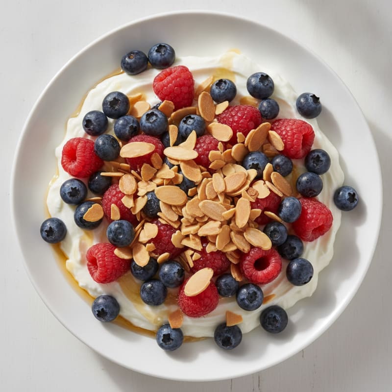 Silky Greek Yogurt Protein Parfait with Berries and Almonds