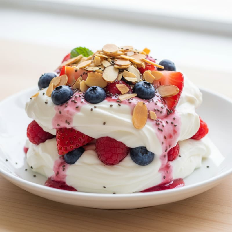 Greek Yogurt Protein Parfait with Mixed Berries and Almonds