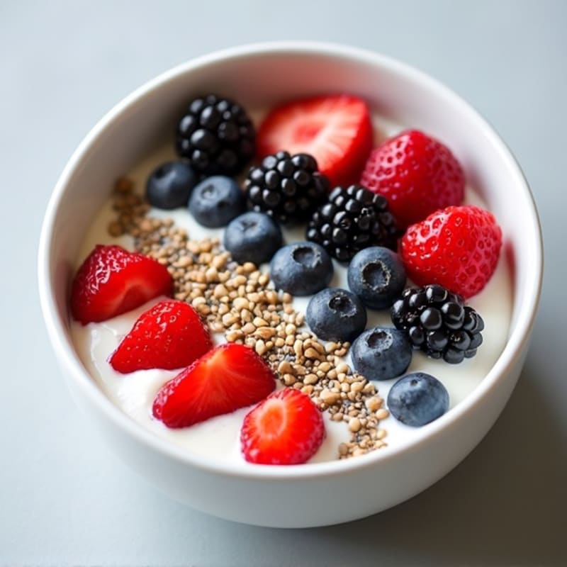 Creamy Greek Yogurt with Hemp Hearts, Chia Seeds and Mixed Berries