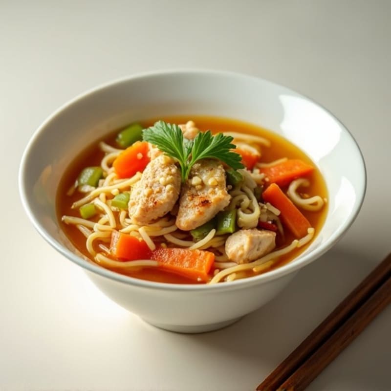 Fresh Ginger Chicken and Crisp Vegetable Noodle Soup