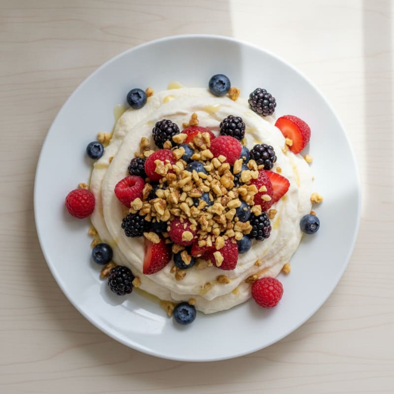 Silky Greek Yogurt Protein Mousse with Mixed Berries