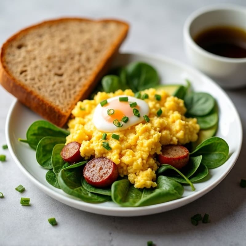 Egg White and Turkey Sausage Scramble with Spinach