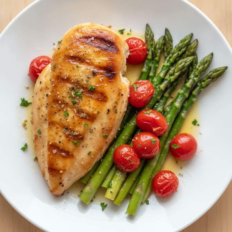 Lemon Herb Roasted Chicken with Asparagus