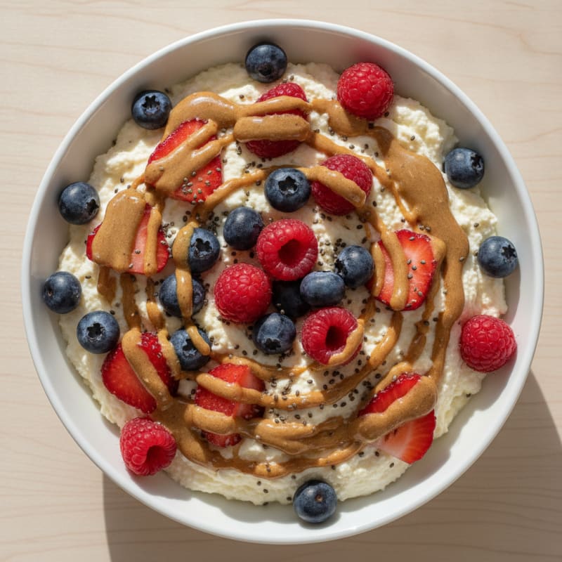 Greek Yogurt Protein Bowl with Mixed Berries and Almond Butter