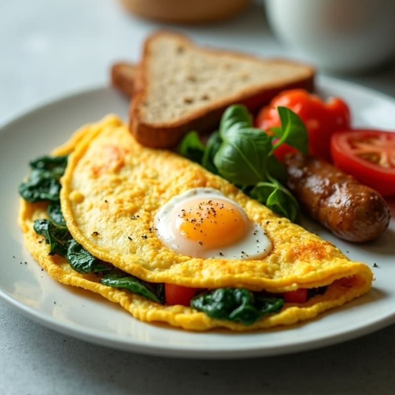 Egg White Spinach Omelette with Turkey Sausage