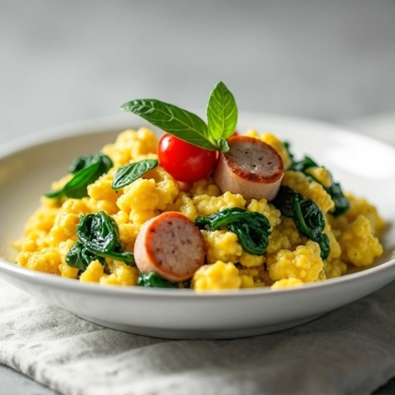Egg White and Turkey Sausage Scramble with Spinach