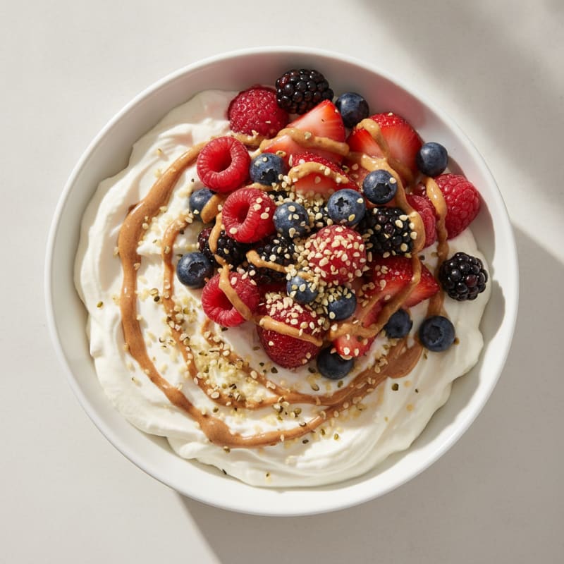 Silky Greek Yogurt Protein Mousse with Mixed Berries