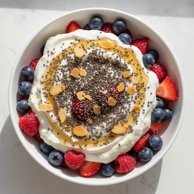 Creamy Greek Yogurt Parfait with Mixed Berries and Chia Seeds
