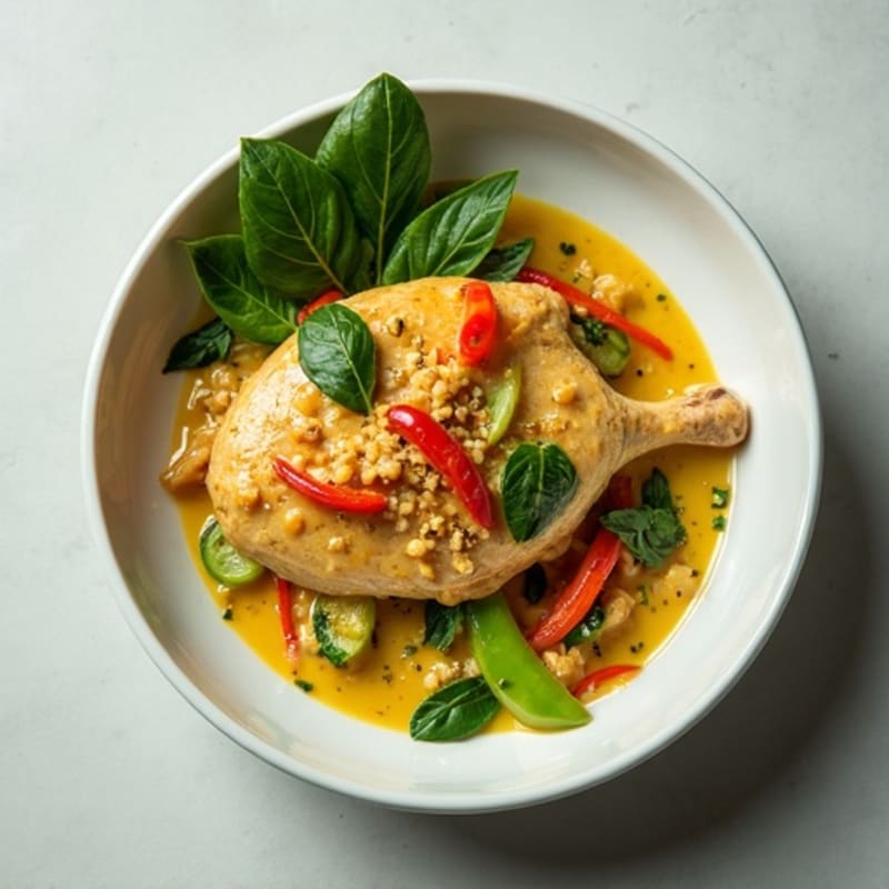 Creamy Coconut Green Curry Chicken with Fresh Vegetables