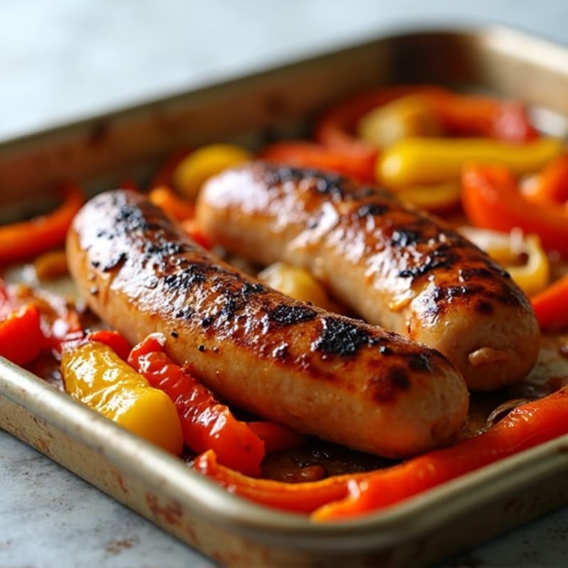 Sheet Pan Roasted Chicken Sausage with Crispy Bell Peppers and Onions