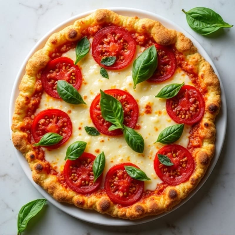 Crispy Cauliflower Crust Pizza with Fresh Tomato, Basil, and Melty Mozzarella