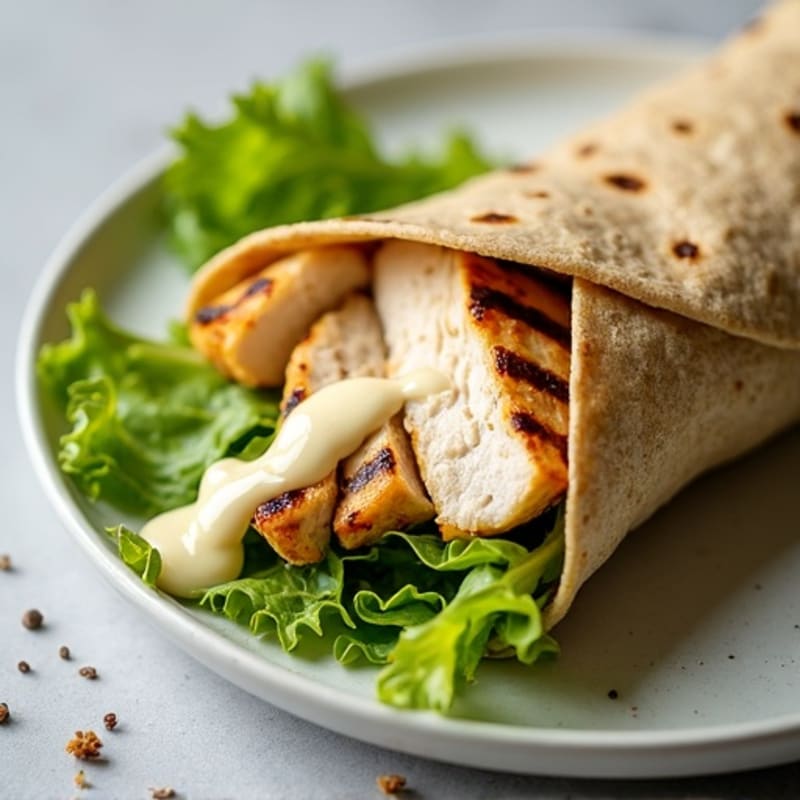 Creamy Lemon Garlic Grilled Chicken Wrap with Crispy Romaine