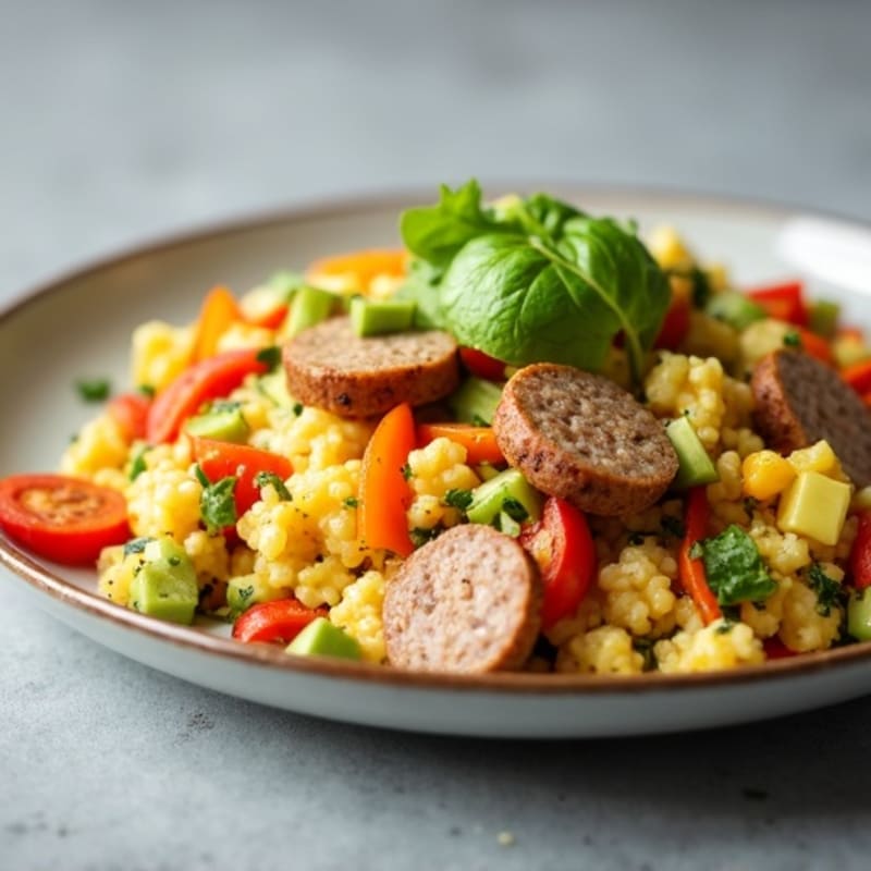 Egg White Veggie Scramble with Turkey Sausage