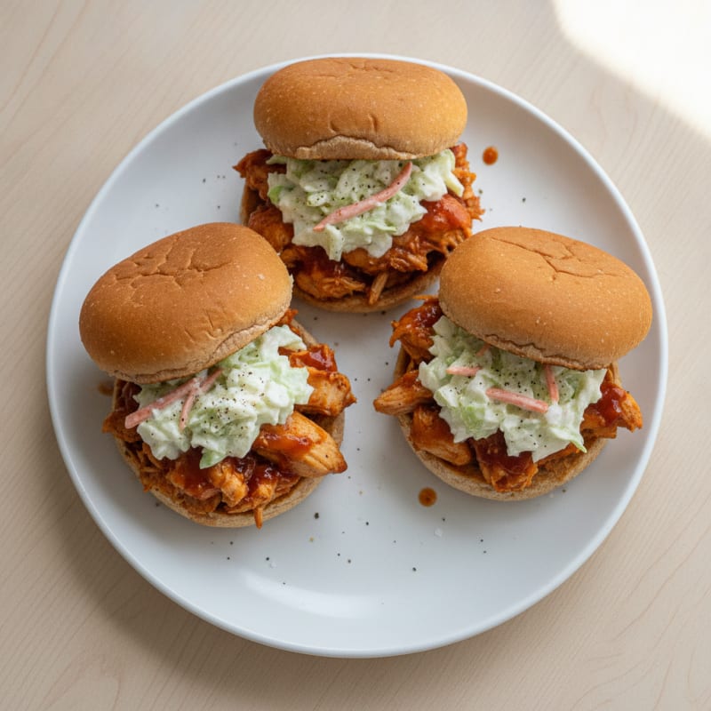 BBQ Chicken Sliders with Creamy Coleslaw