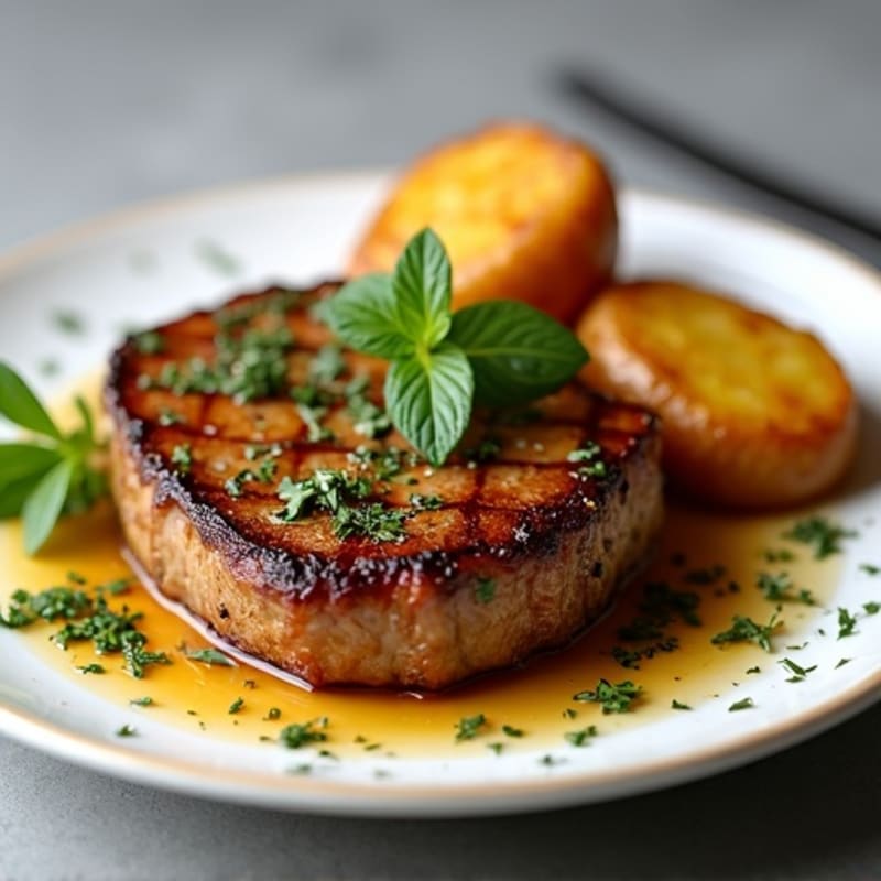 Garlic Butter Pan-Seared Steak with Crispy Roasted Potatoes