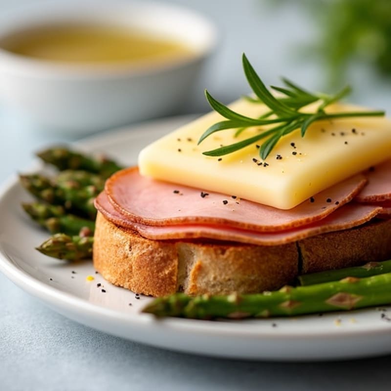 Savory Ham and Melted Swiss with Crispy Roasted Asparagus
