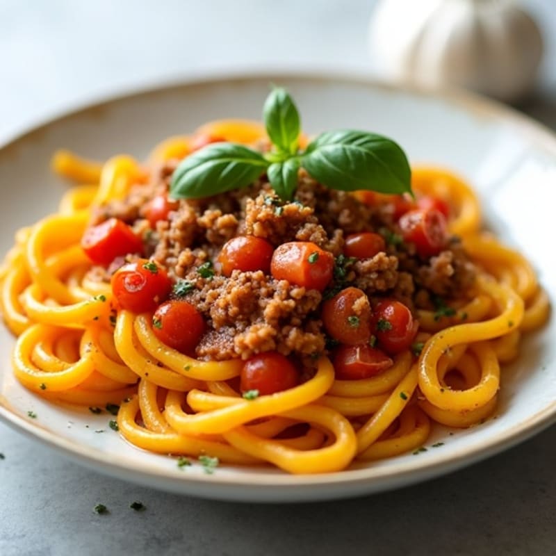 Roasted Butternut Squash Noodles with Hearty Lean Meat Sauce