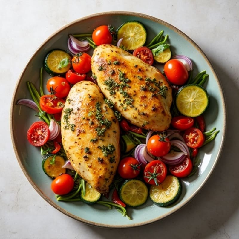 Sheet Pan Pesto Chicken and Crispy Roasted Vegetables