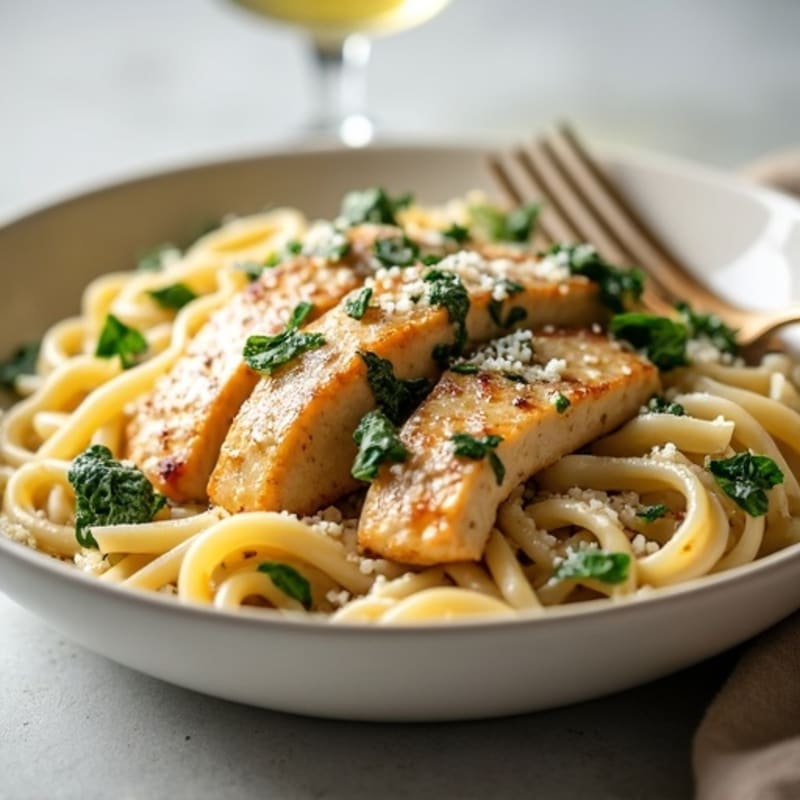 Healthy Creamy Chicken Alfredo Pasta