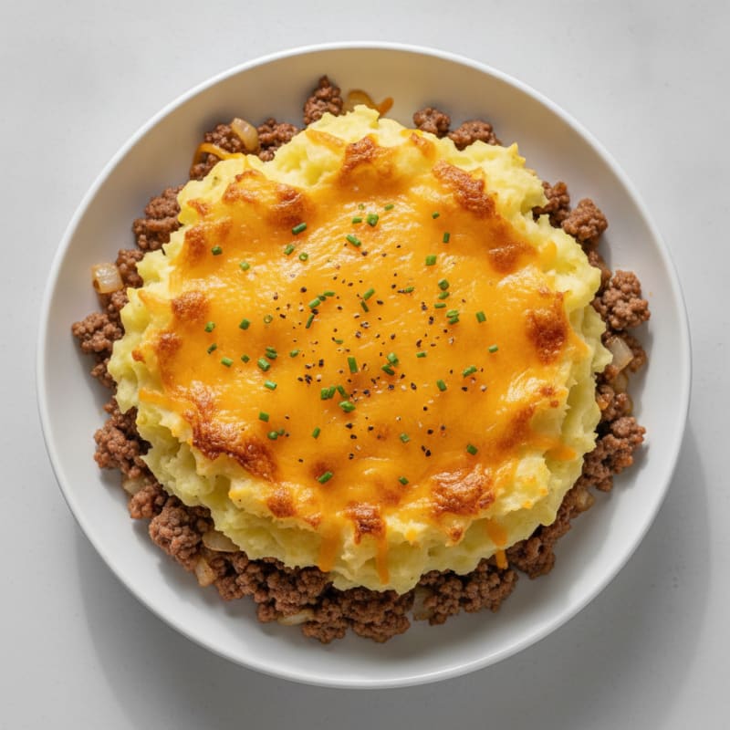 Beef and Cheddar Potato Bake