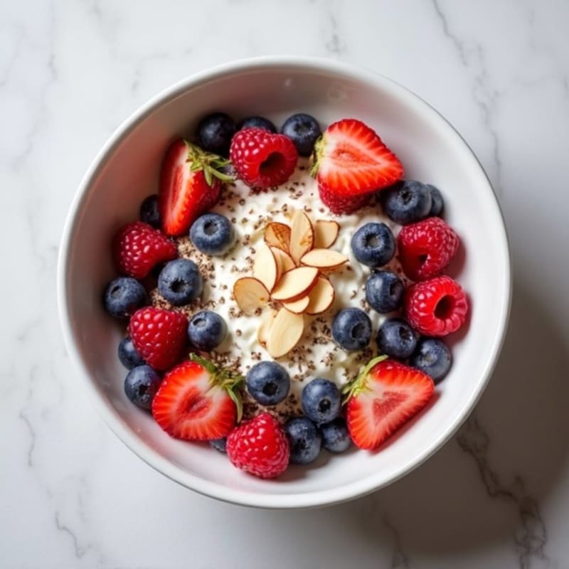 Cottage Cheese and Berry Protein Bowl with Almonds
