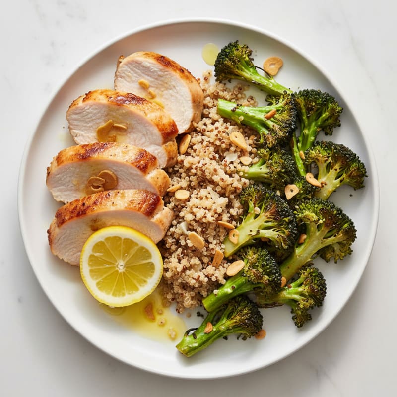 Seared Turkey Breast with Roasted Broccoli and Quinoa