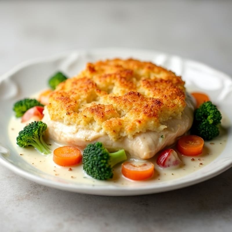 Creamy Chicken and Vegetable Bake with Golden Potato Topping