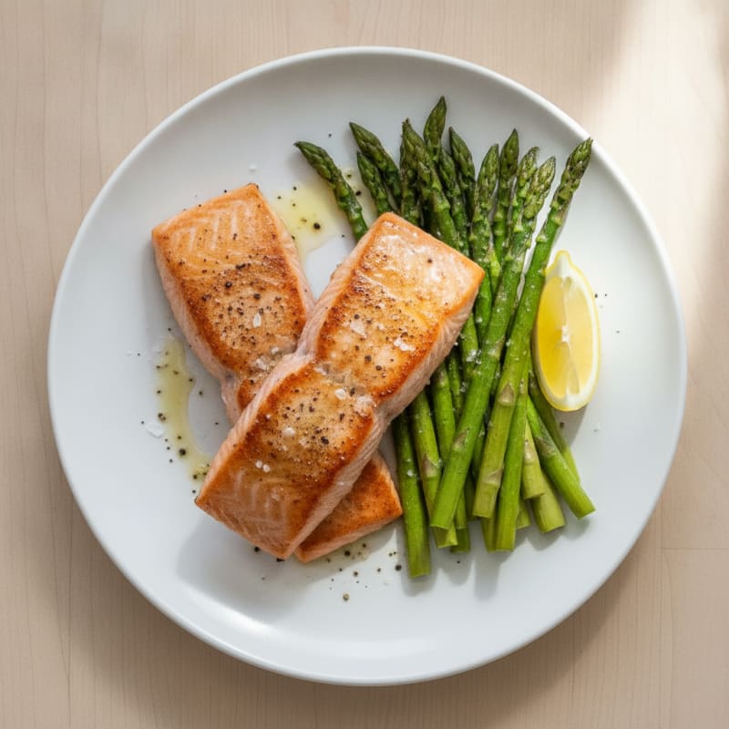Pan-Seared Salmon with Roasted Asparagus