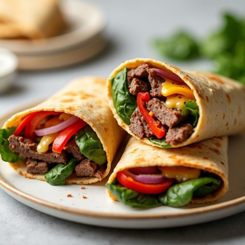 Lean Steak Crispy Cheesy Veggie Wraps