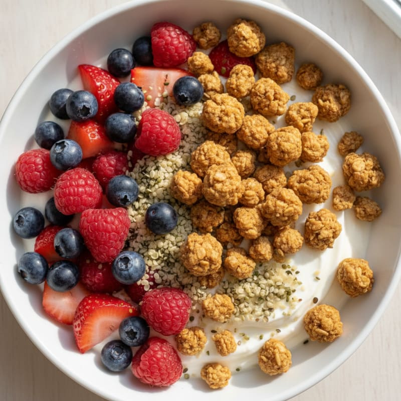 Creamy Greek Yogurt Bowl with Mixed Berries and Protein Granola