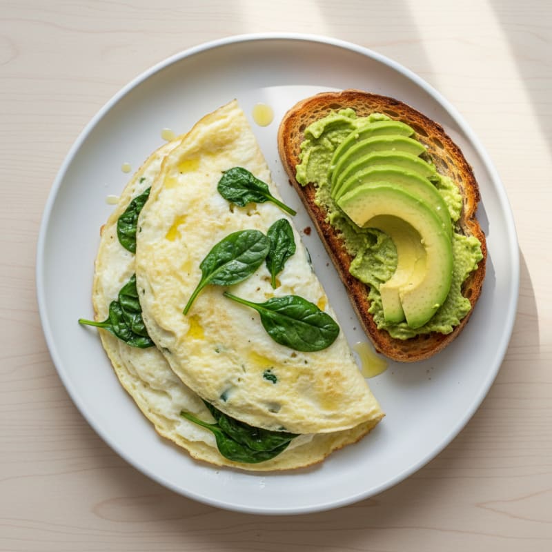 Egg White and Spinach Omelette with Sourdough Toast