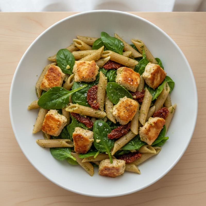 Pesto Chicken Pasta with Sun-Dried Tomatoes