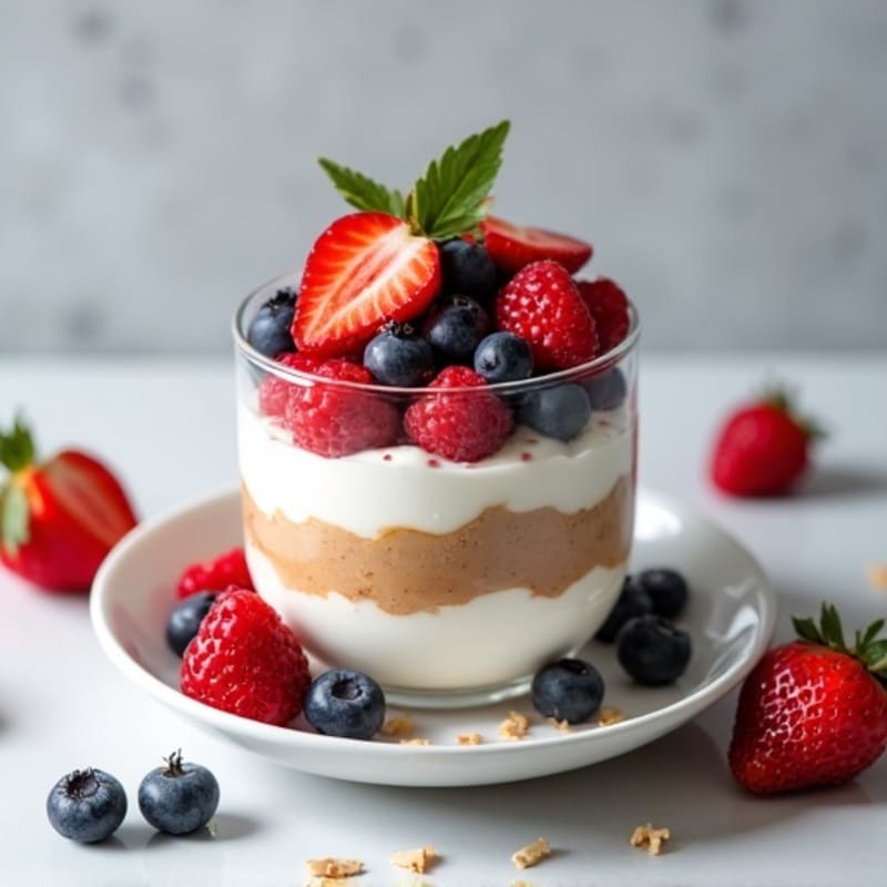 Greek Yogurt Protein Parfait with Mixed Berries and Almond Butter