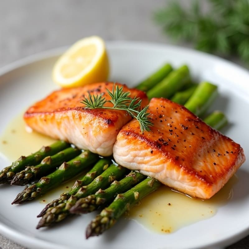 Crispy Pan-Seared Salmon with Roasted Asparagus