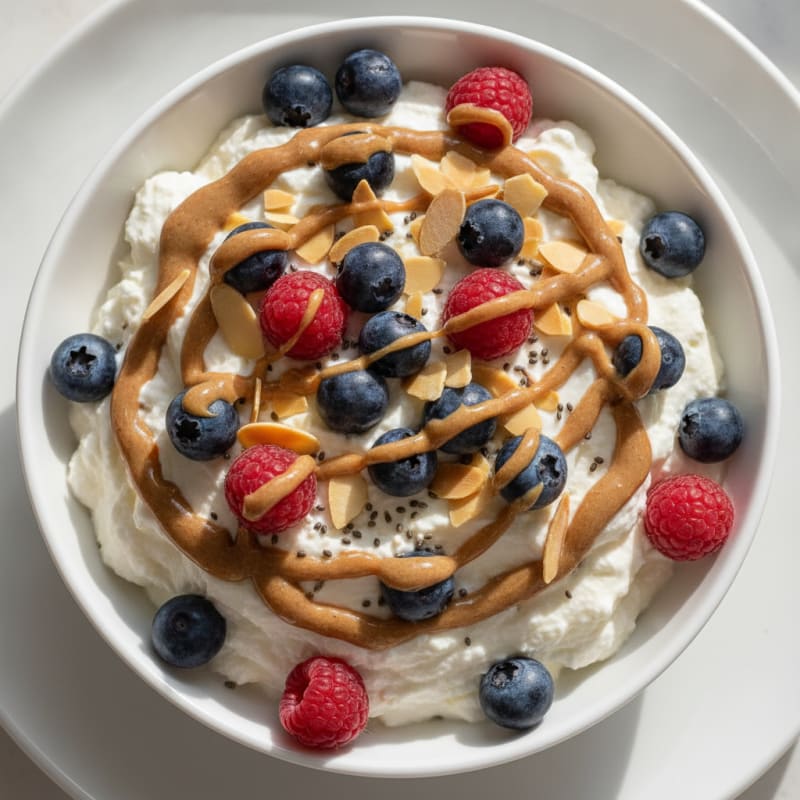 Creamy Greek Yogurt Protein Bowl with Mixed Berries and Almonds