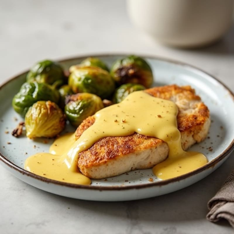 Creamy Honey Mustard Chicken with Roasted Brussels Sprouts