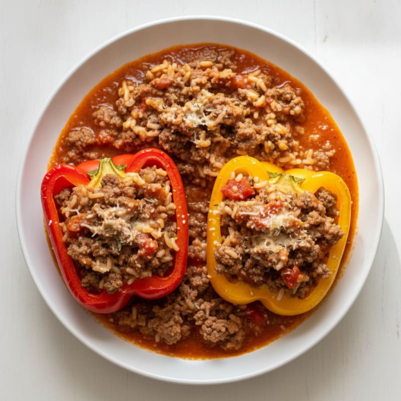 Beef and Rice Stuffed Bell Peppers