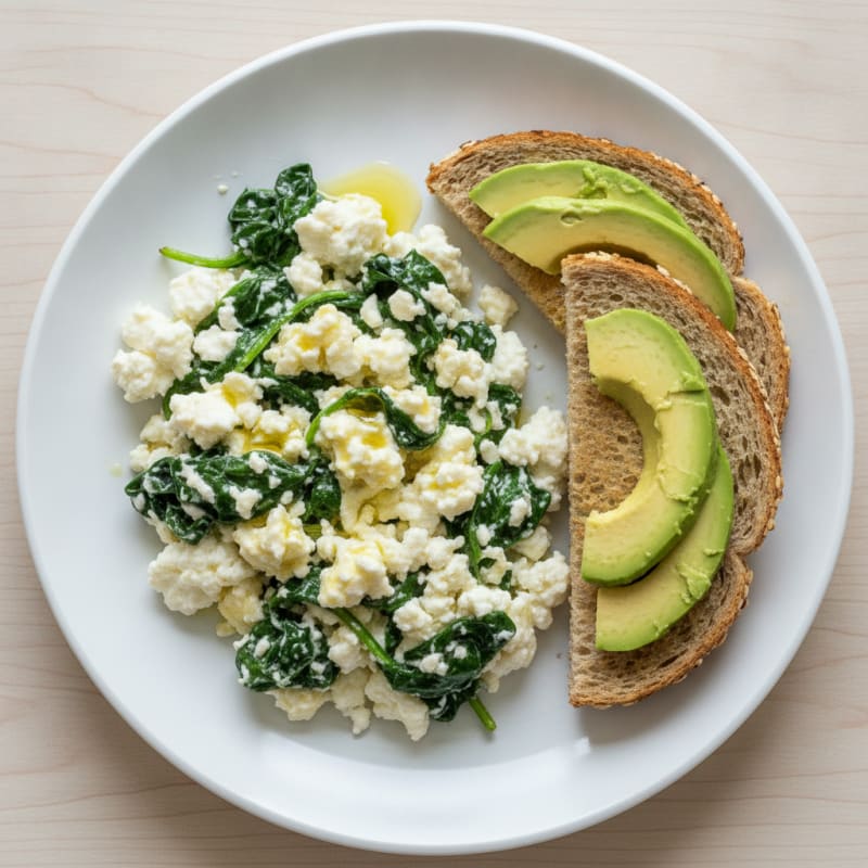 Egg White Scramble with Spinach and Cottage Cheese