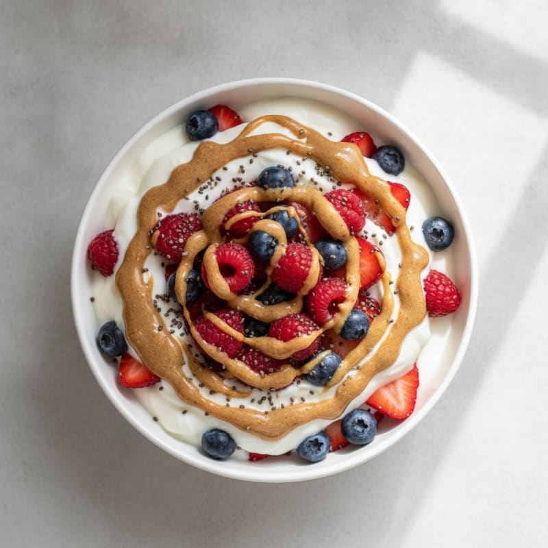 Greek Yogurt Parfait with Mixed Berries and Almond Butter