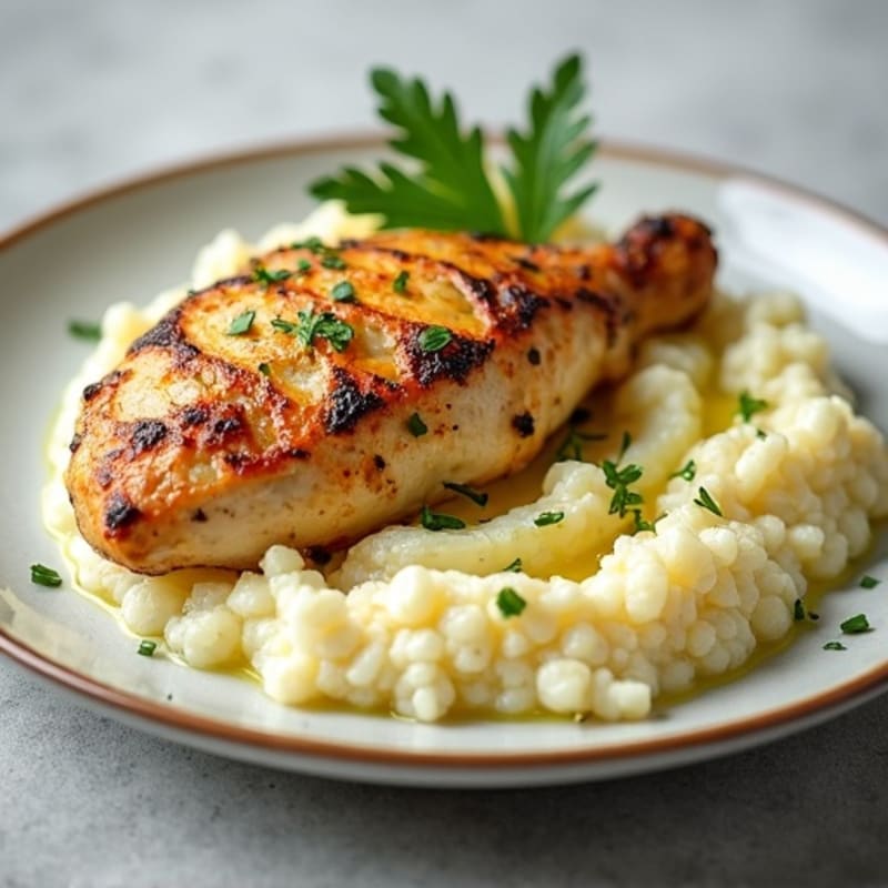 Herb-Roasted Chicken with Creamy Garlic Mashed Cauliflower