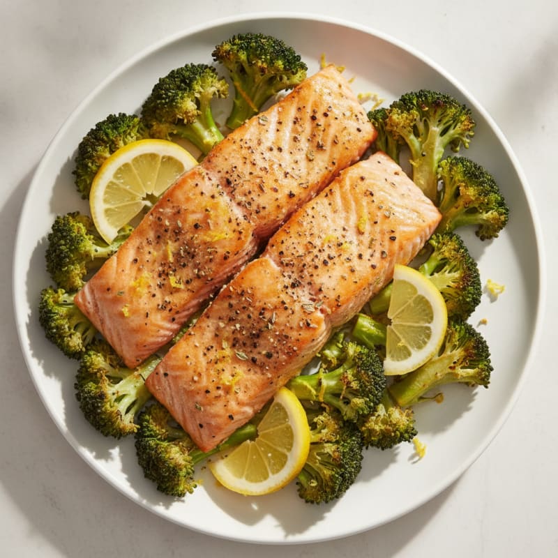 Lemon-Herb Roasted Salmon and Broccoli