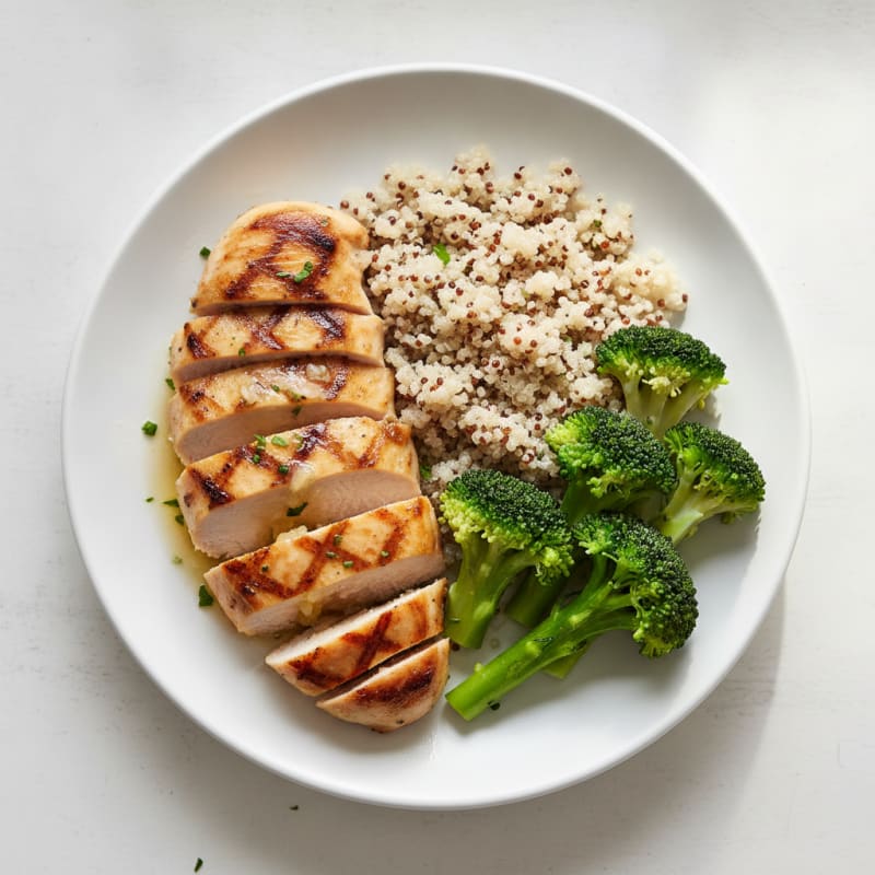 Grilled Chicken Breast with Quinoa and Steamed Broccoli
