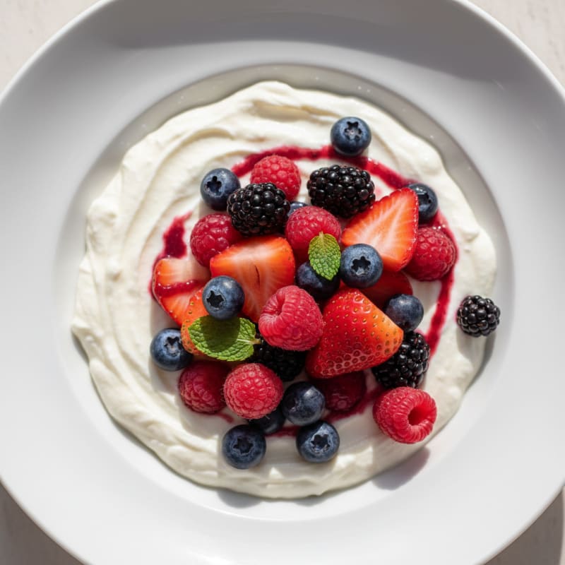 Greek Yogurt Protein Pudding with Mixed Berries