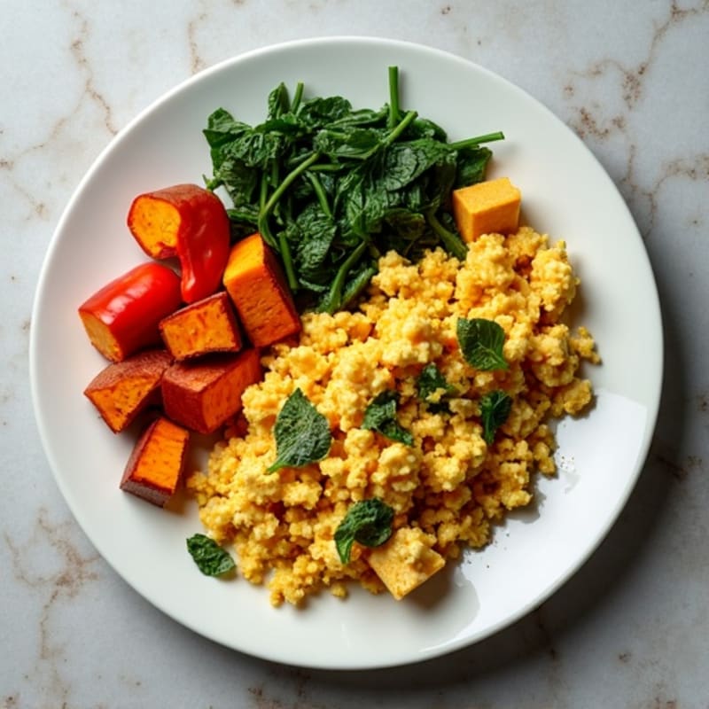 Protein-Packed Tofu Scramble with Roasted Sweet Potatoes