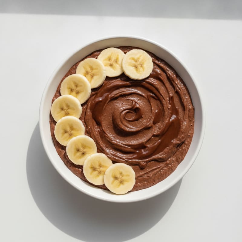Chocolate Protein Pudding with Banana Slices