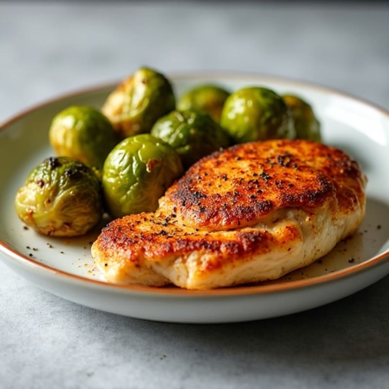 Crispy Roasted Chicken Breast with Brussels Sprouts