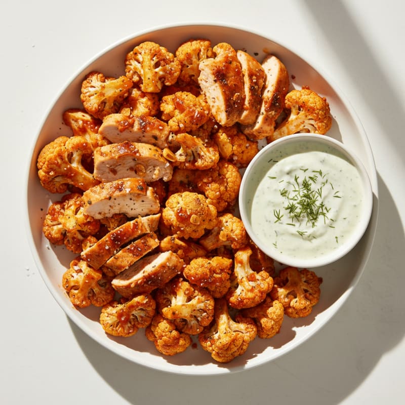 Crispy Buffalo Roasted Cauliflower Bites